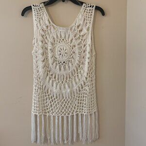 White Crochet Sleeveless Shirt BNWT